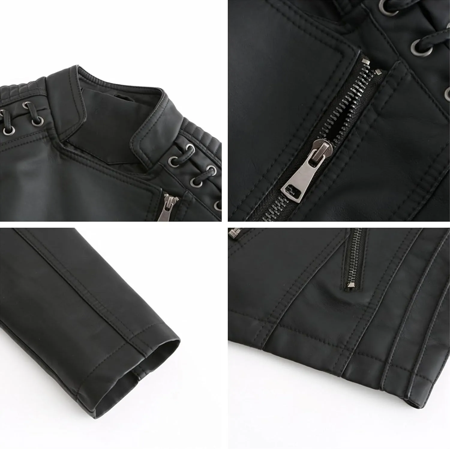 Washed Leather Jacket, Faux Leather Jacket Women, Cropped Leather Jacket, Motorcycle Bomber Plus Size Jacket