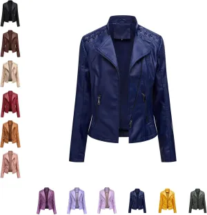 Washed Leather Jacket, Faux Leather Jacket Women, Cropped Leather Jacket, Motorcycle Bomber Plus Size Jacket