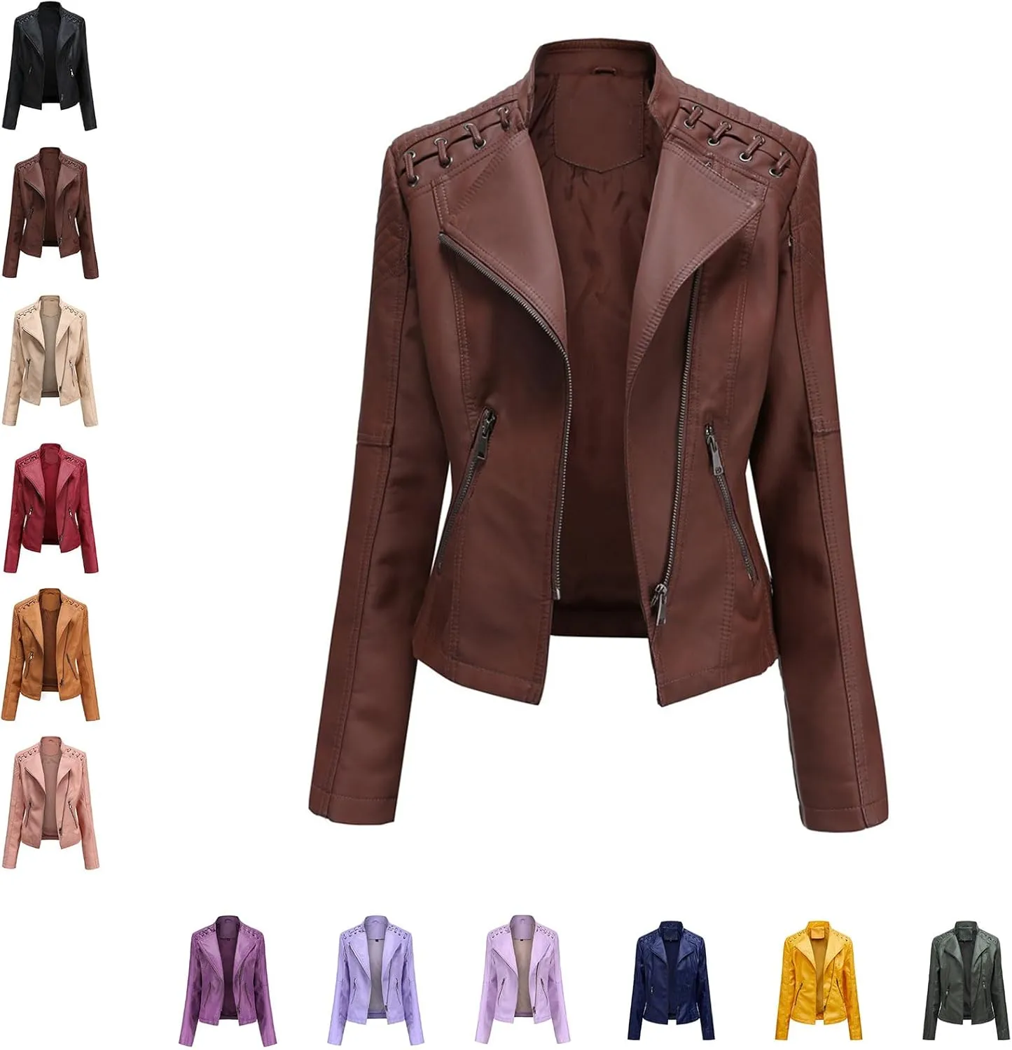 Washed Leather Jacket, Faux Leather Jacket Women, Cropped Leather Jacket, Motorcycle Bomber Plus Size Jacket
