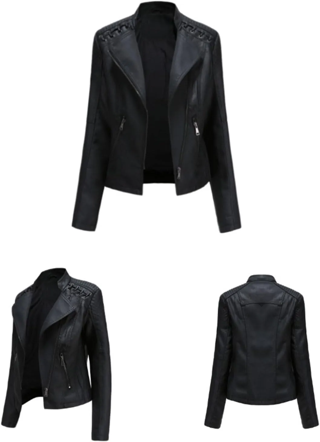 Washed Leather Jacket, Faux Leather Jacket Women, Cropped Leather Jacket, Motorcycle Bomber Plus Size Jacket