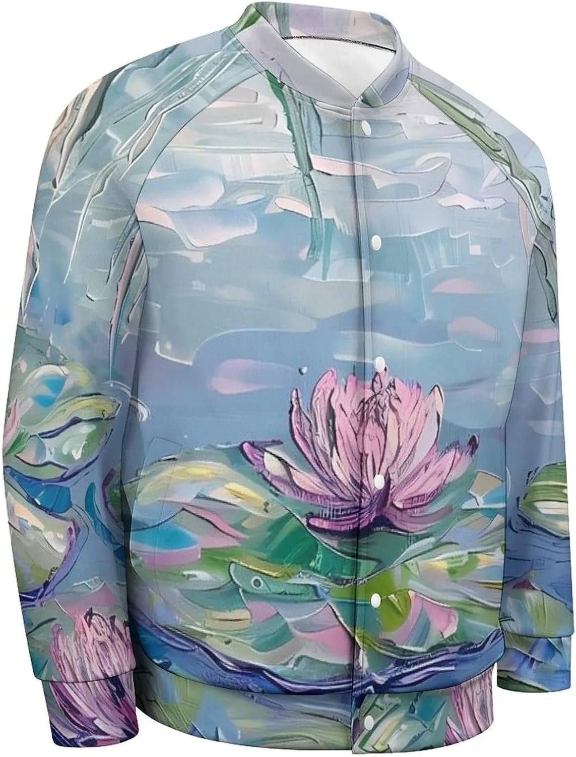 Water Lilies Lotues Weeping Willow Lightweight Men's Baseball Jackets Relaxed Fit Varsity Bomber Jacket Windbreaker Coat
