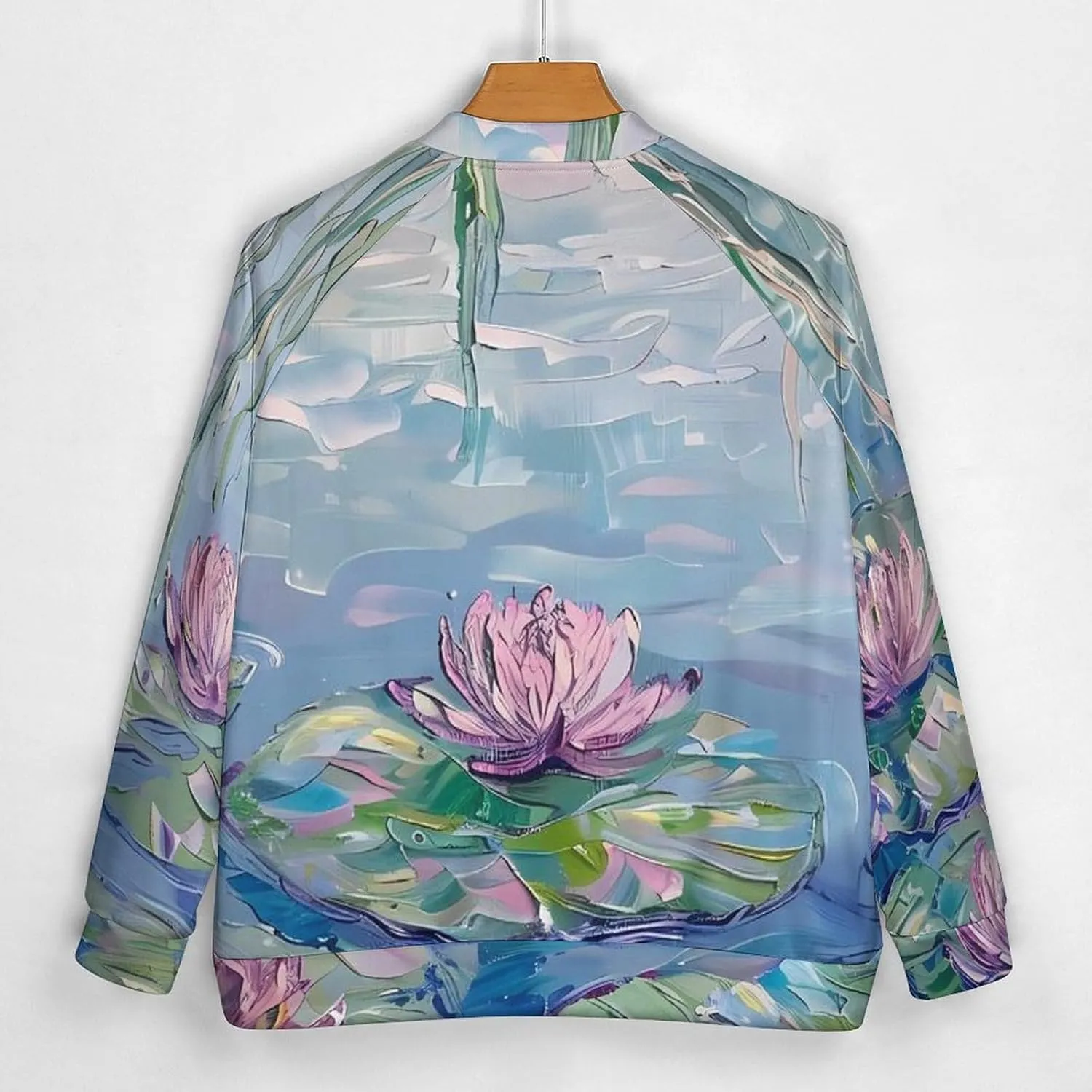 Water Lilies Lotues Weeping Willow Lightweight Men's Baseball Jackets Relaxed Fit Varsity Bomber Jacket Windbreaker Coat