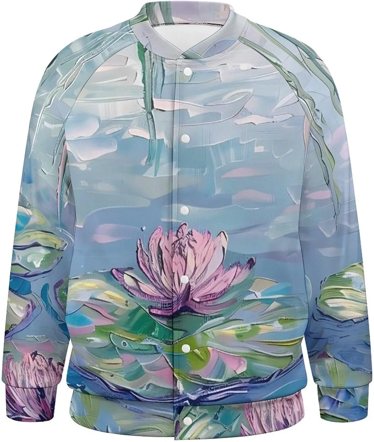 Water Lilies Lotues Weeping Willow Lightweight Men's Baseball Jackets Relaxed Fit Varsity Bomber Jacket Windbreaker Coat