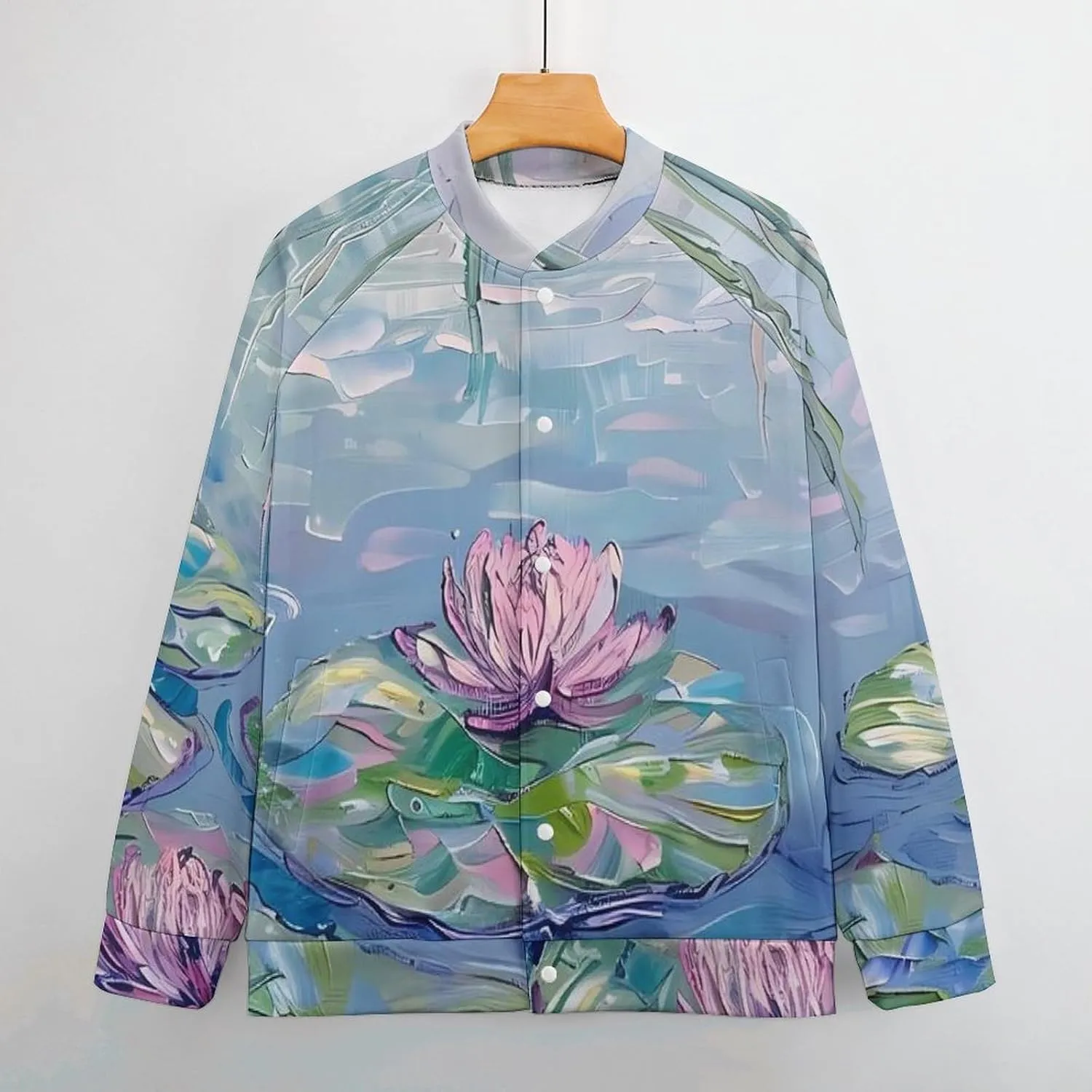 Water Lilies Lotues Weeping Willow Lightweight Men's Baseball Jackets Relaxed Fit Varsity Bomber Jacket Windbreaker Coat