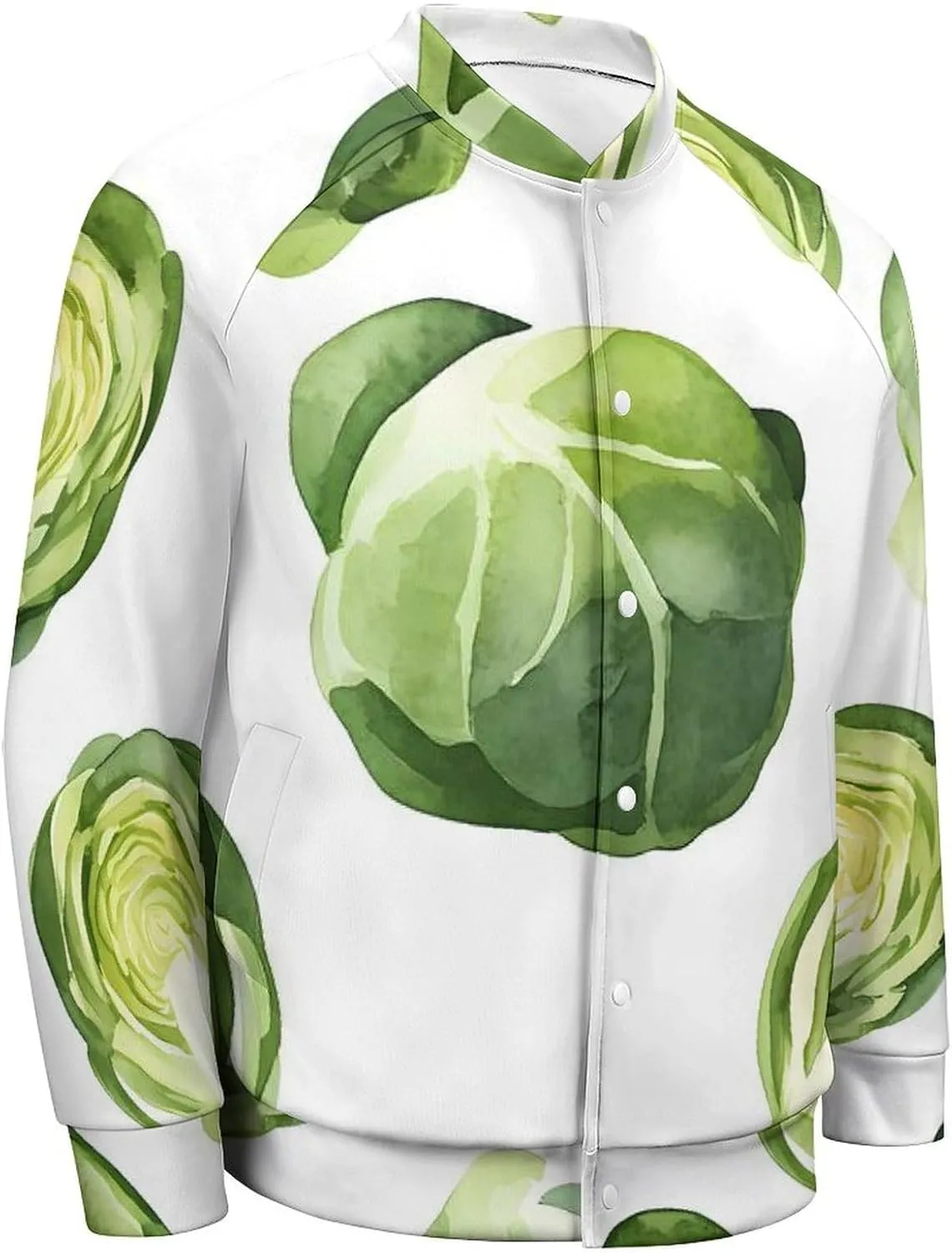 Watercolor Brussel Sprouts Lightweight Men's Baseball Jackets Relaxed Fit Varsity Bomber Jacket Windbreaker Coat