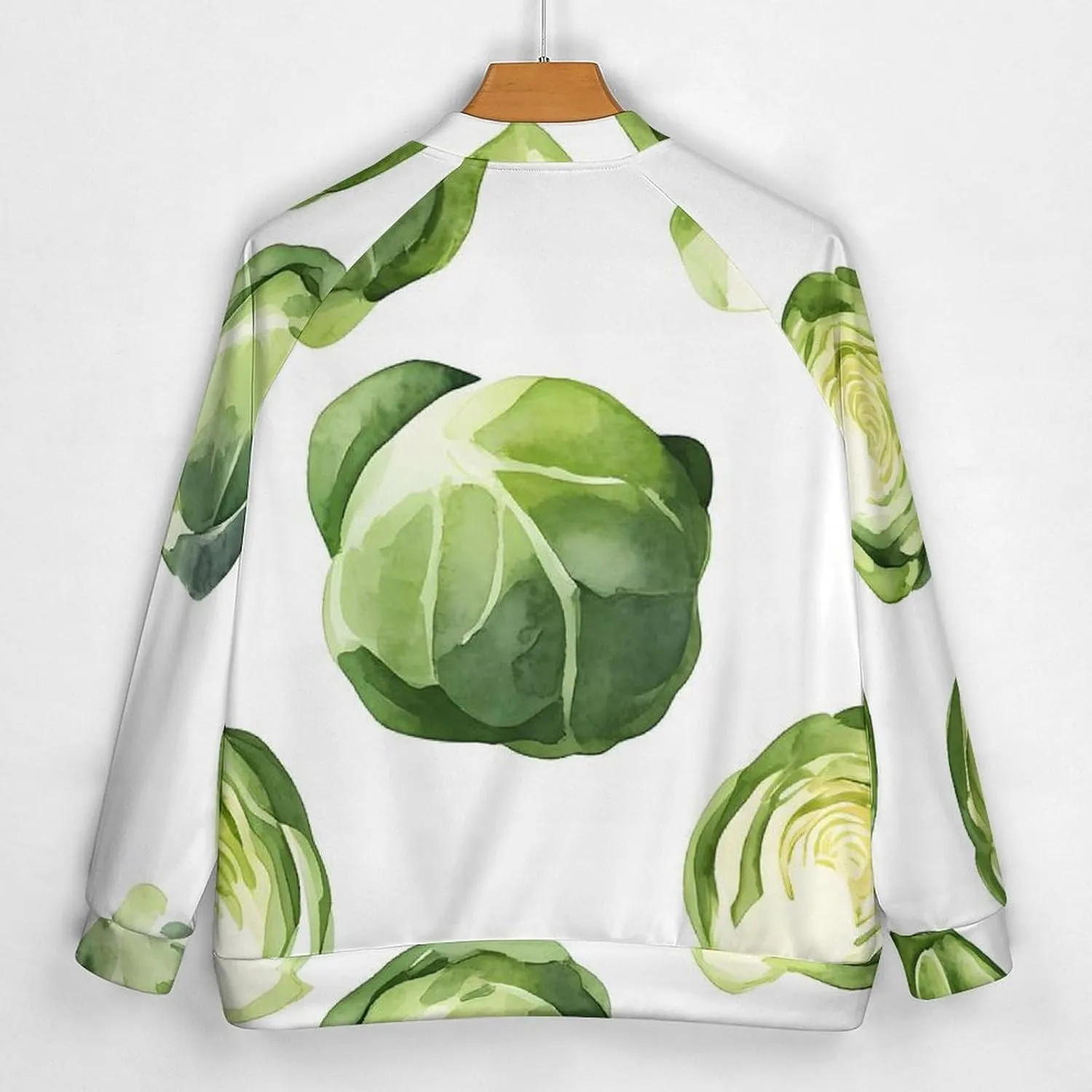 Watercolor Brussel Sprouts Lightweight Men's Baseball Jackets Relaxed Fit Varsity Bomber Jacket Windbreaker Coat