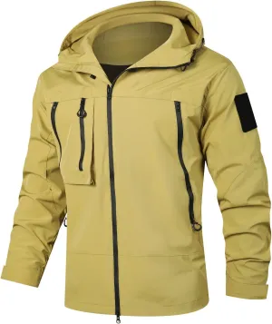 Waterproof Winter Coats For Men Casual Outdoor Windbreaker Fashion Long Sleeve Windproof Rain Jackets With Pockets