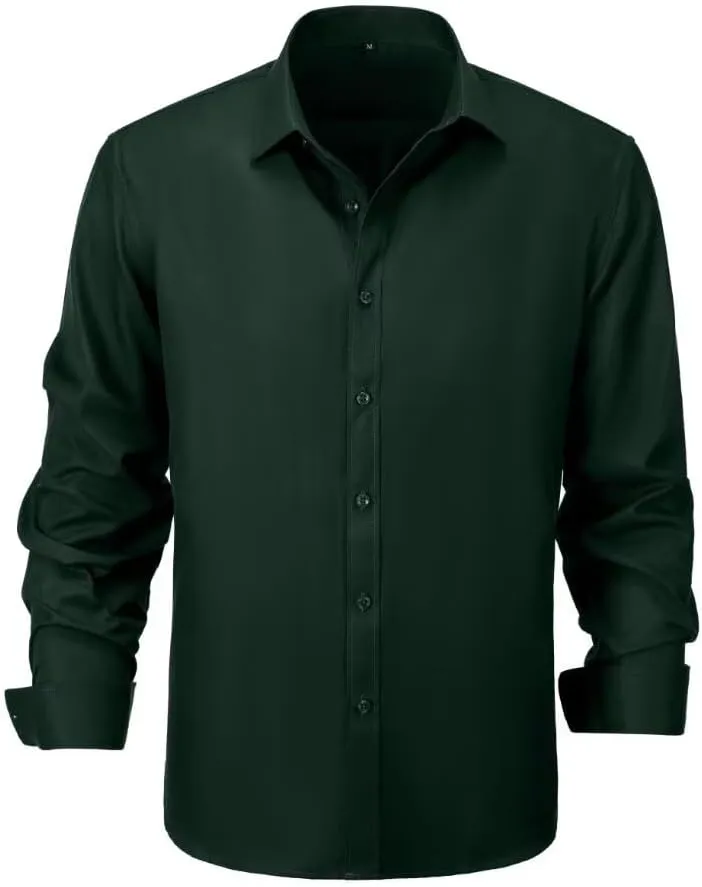 Wehilion Men's Dress Shirts Slim Fit,Dress Homecoming Shirts for Men Long Sleeve Stretch Business Men Dress Shirt