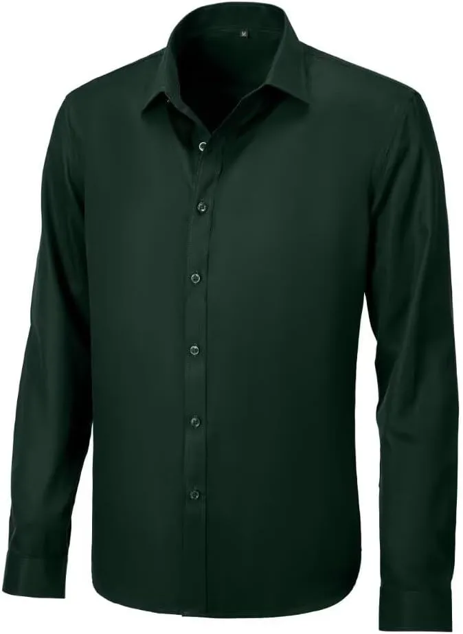 Wehilion Men's Dress Shirts Slim Fit,Dress Homecoming Shirts for Men Long Sleeve Stretch Business Men Dress Shirt