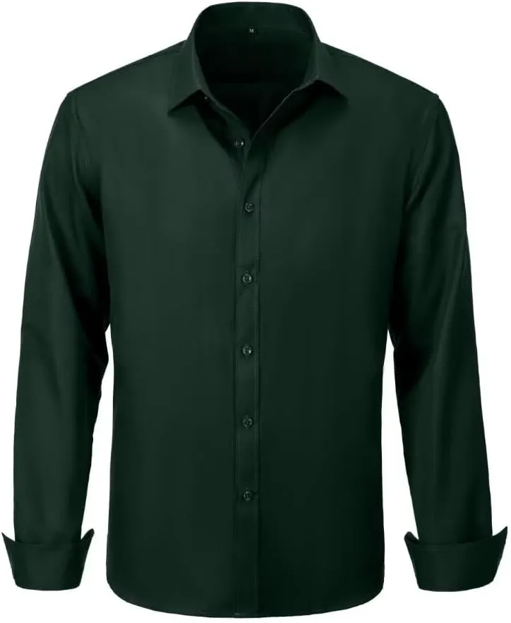 Wehilion Men's Dress Shirts Slim Fit,Dress Homecoming Shirts for Men Long Sleeve Stretch Business Men Dress Shirt