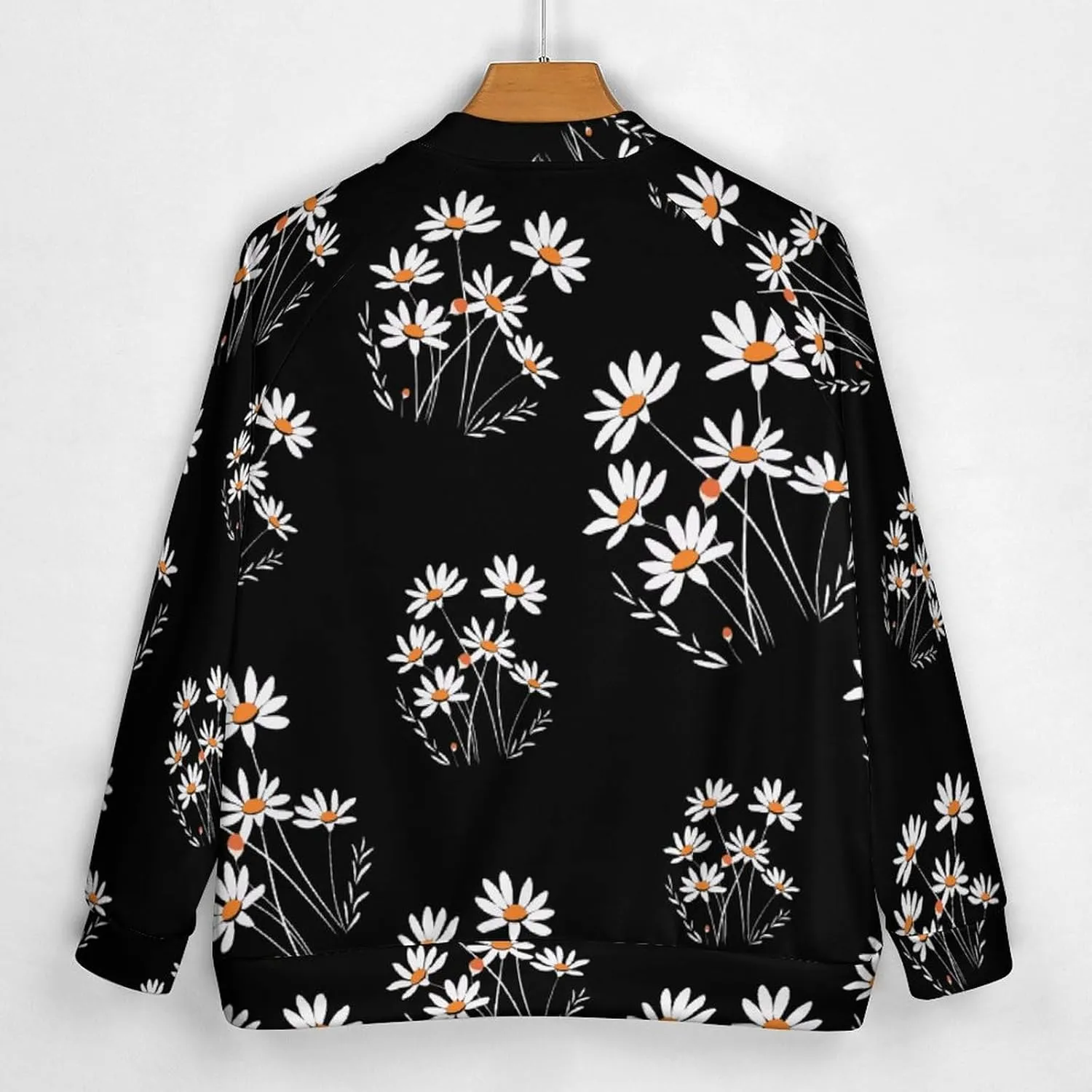 White Daisy Flower Lightweight Men's Baseball Jackets Relaxed Fit Varsity Bomber Jacket Windbreaker Coat