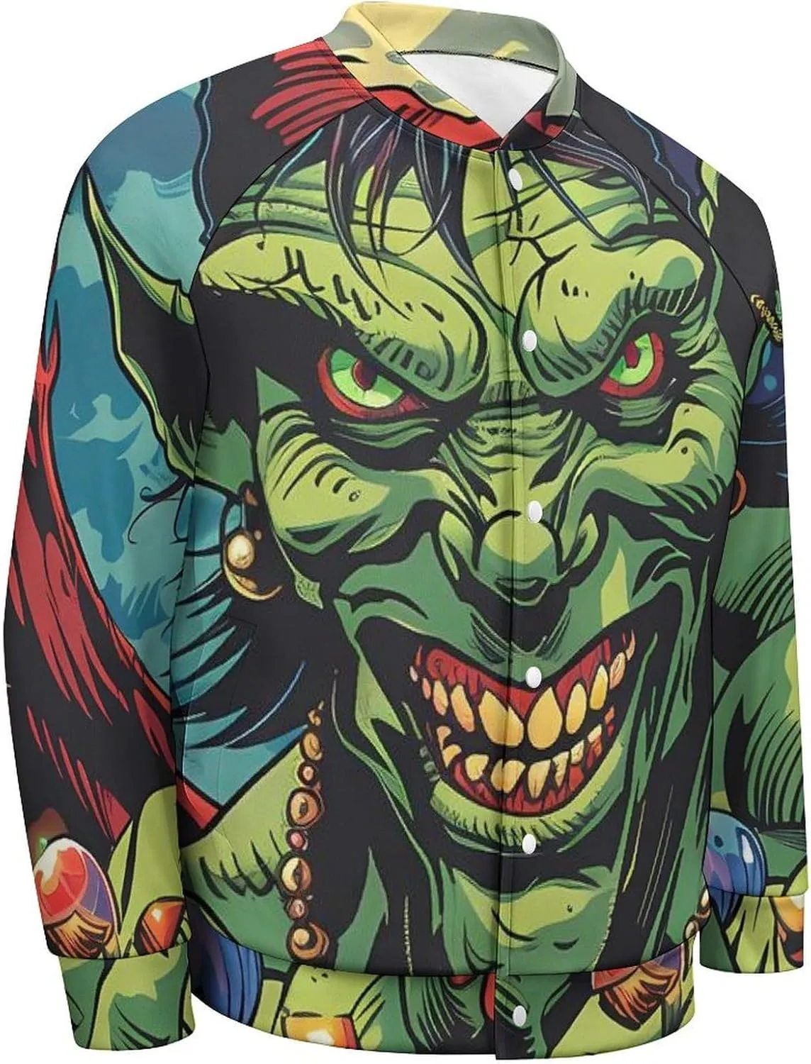 Winged Evil Krampus Xmas Claus Lightweight Men's Baseball Jackets Relaxed Fit Varsity Bomber Jacket Windbreaker Coat