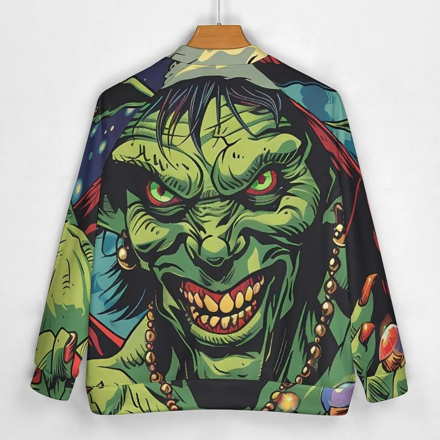 Winged Evil Krampus Xmas Claus Lightweight Men's Baseball Jackets Relaxed Fit Varsity Bomber Jacket Windbreaker Coat