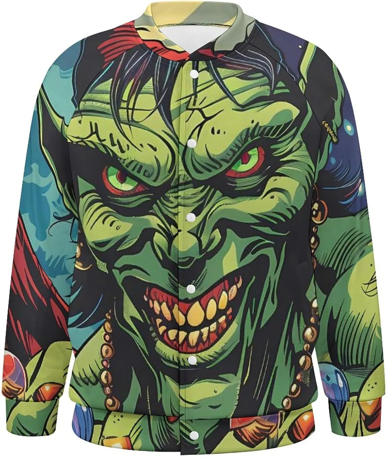 Winged Evil Krampus Xmas Claus Lightweight Men's Baseball Jackets Relaxed Fit Varsity Bomber Jacket Windbreaker Coat