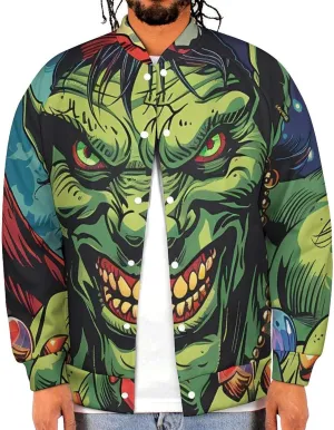 Winged Evil Krampus Xmas Claus Lightweight Men's Baseball Jackets Relaxed Fit Varsity Bomber Jacket Windbreaker Coat