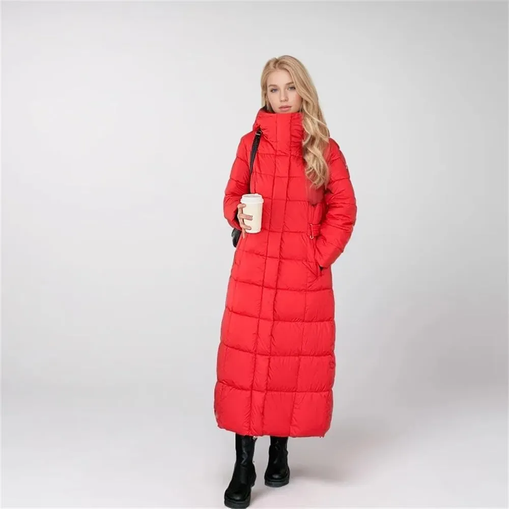 Winter Down Jacket Women's Slim Hooded Mid-Length Thickened Down Jacket Long Parka