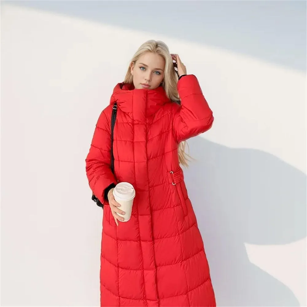 Winter Down Jacket Women's Slim Hooded Mid-Length Thickened Down Jacket Long Parka