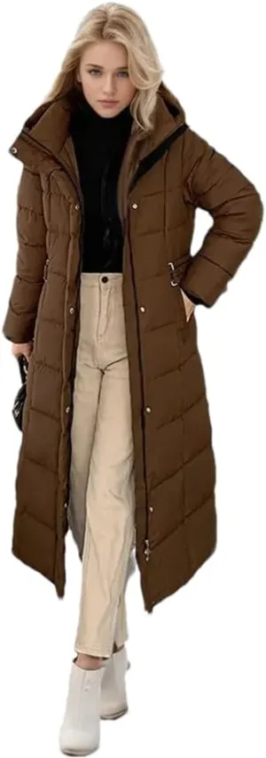 Winter Down Jacket Women's Slim Hooded Mid-Length Thickened Down Jacket Long Parka
