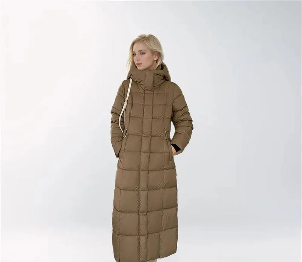 Winter Down Jacket Women's Slim Hooded Mid-Length Thickened Down Jacket Long Parka
