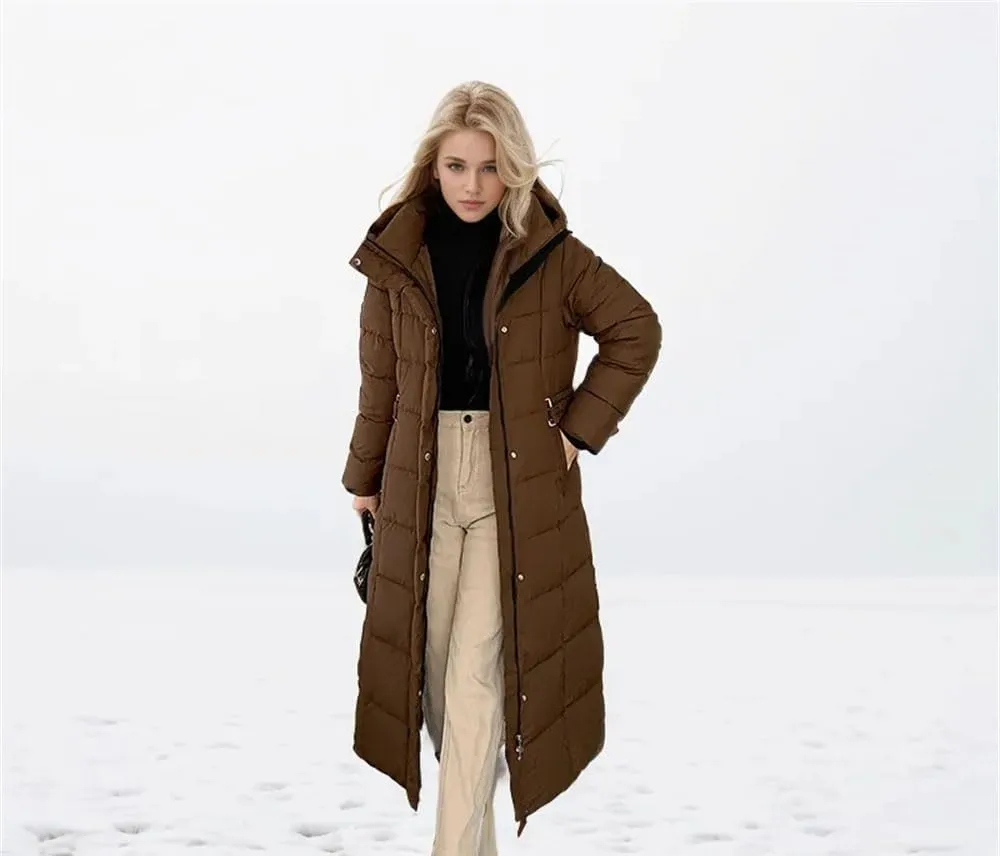 Winter Down Jacket Women's Slim Hooded Mid-Length Thickened Down Jacket Long Parka