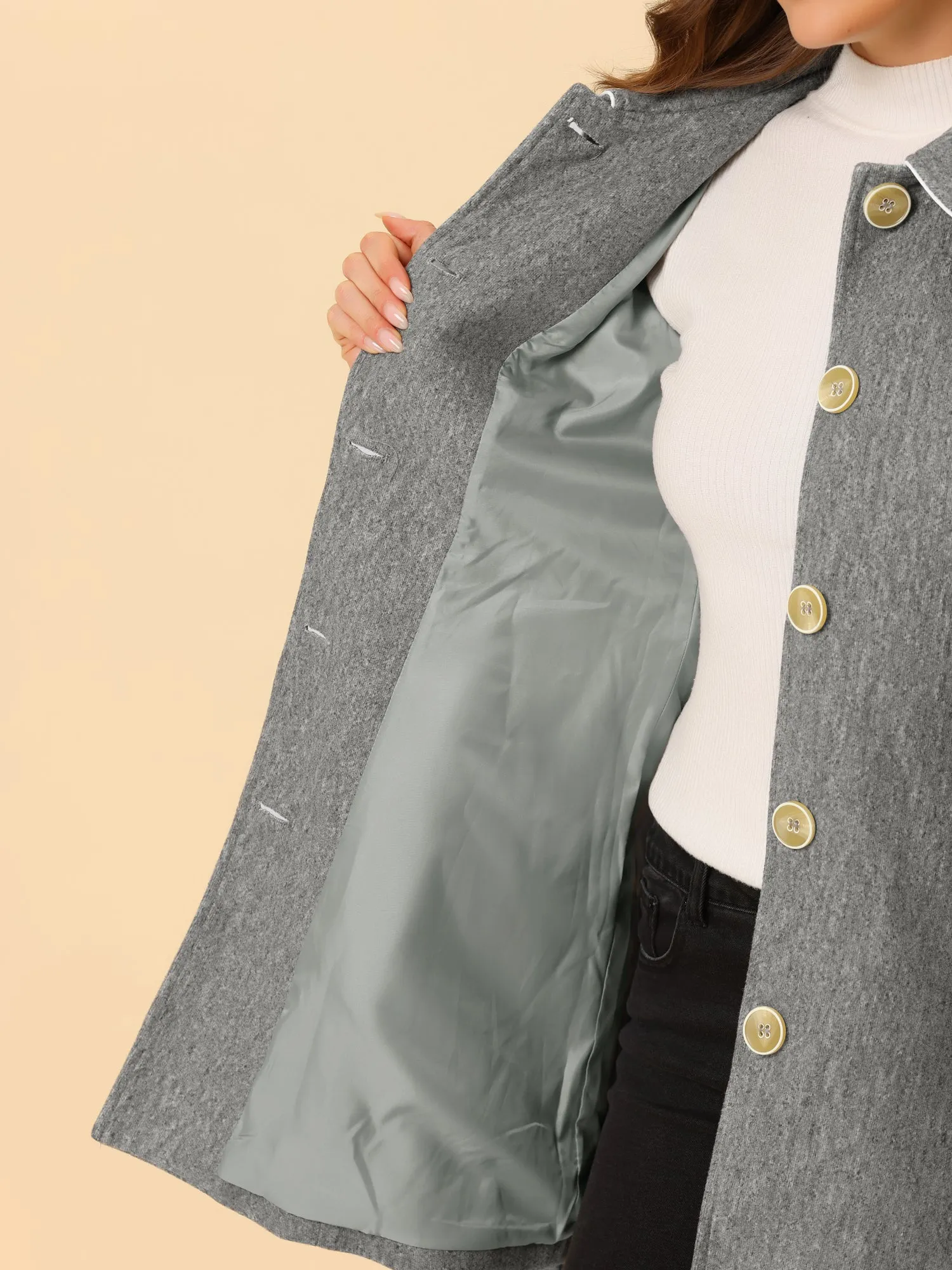Winter Elegant Lapel Collar Long Trench Coat