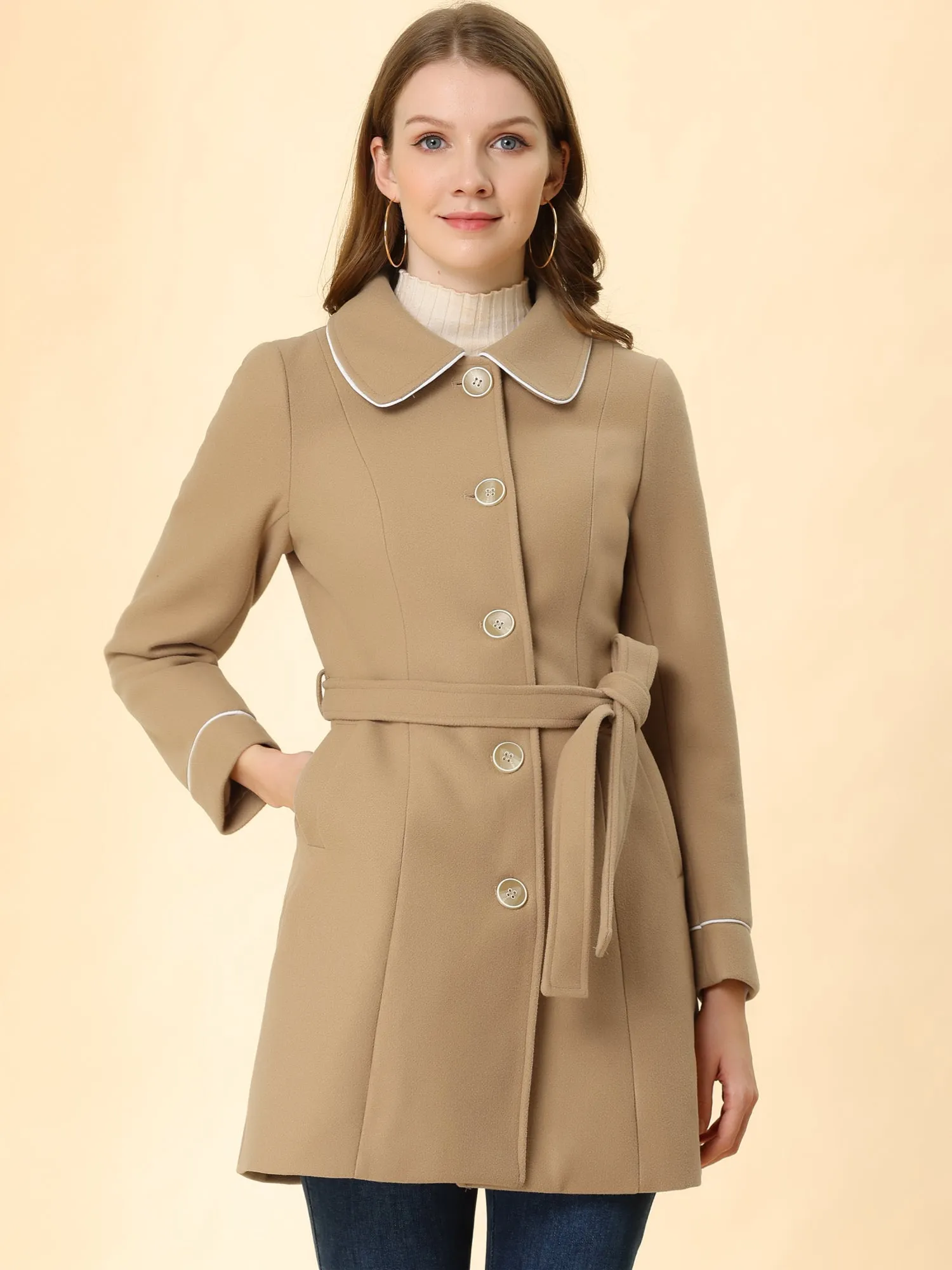 Winter Elegant Lapel Collar Long Trench Coat