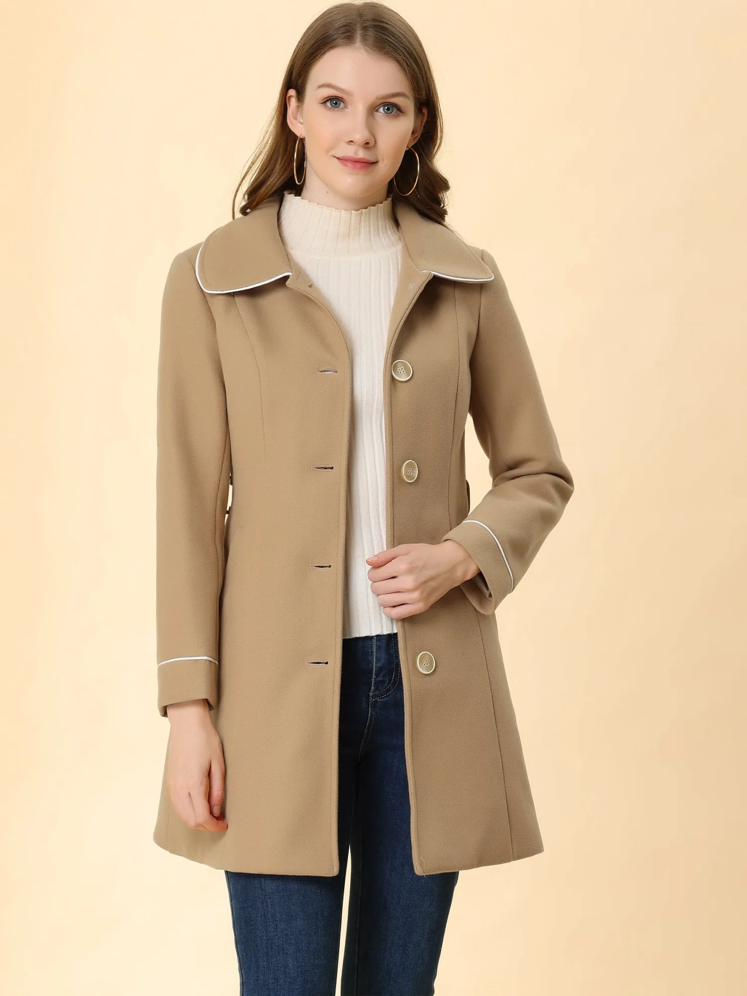Winter Elegant Lapel Collar Long Trench Coat