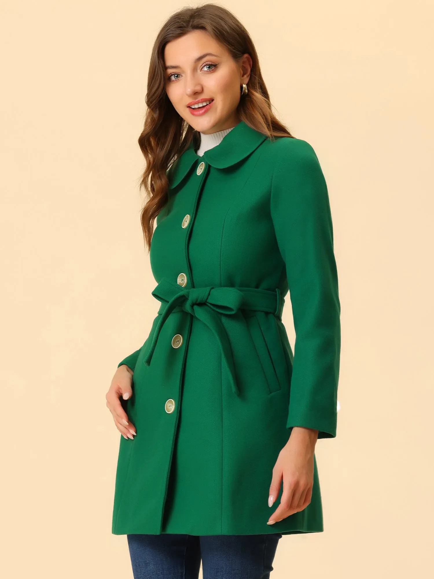 Winter Elegant Lapel Collar Long Trench Coat