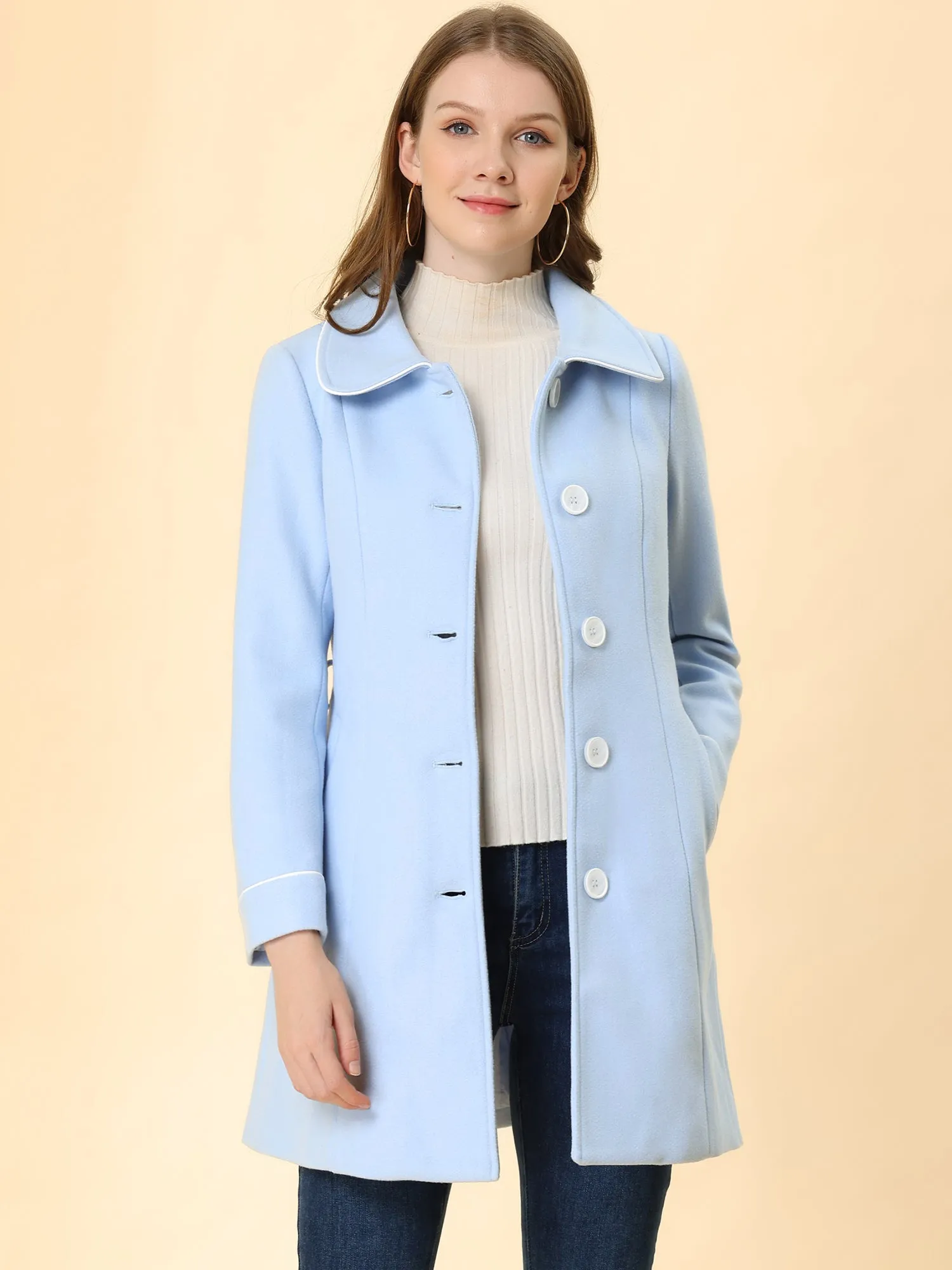 Winter Elegant Lapel Collar Long Trench Coat