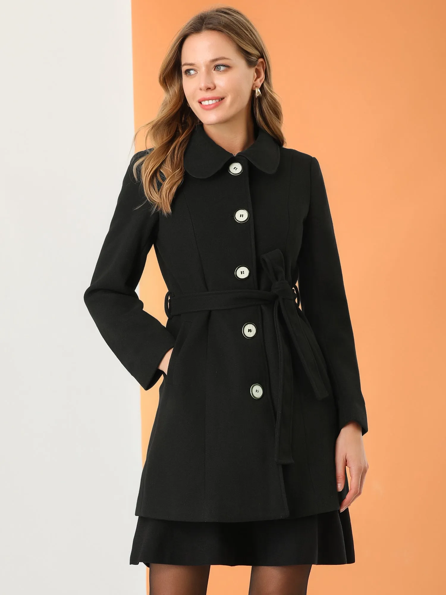 Winter Elegant Lapel Collar Long Trench Coat