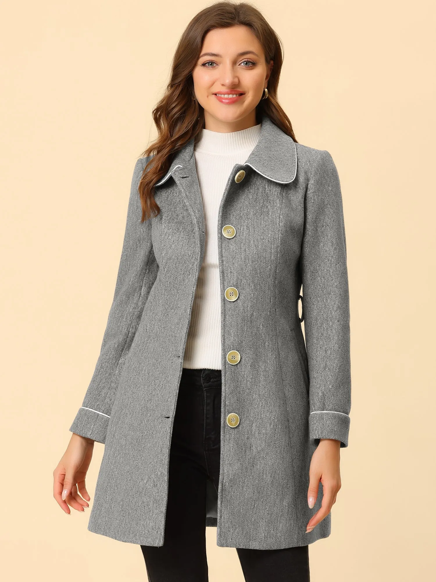 Winter Elegant Lapel Collar Long Trench Coat
