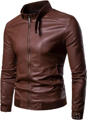 Winter Jackets for Men Jacket PU Leather Long Sleeve Autumn Stand Collar Club Coat Mens Jackets Casual Stylish Coat