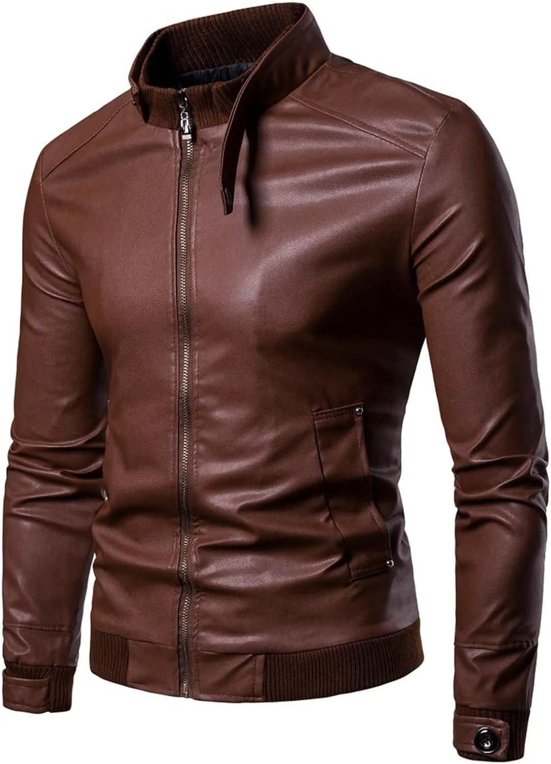 Winter Jackets for Men Jacket PU Leather Long Sleeve Autumn Stand Collar Club Coat Mens Jackets Casual Stylish Coat