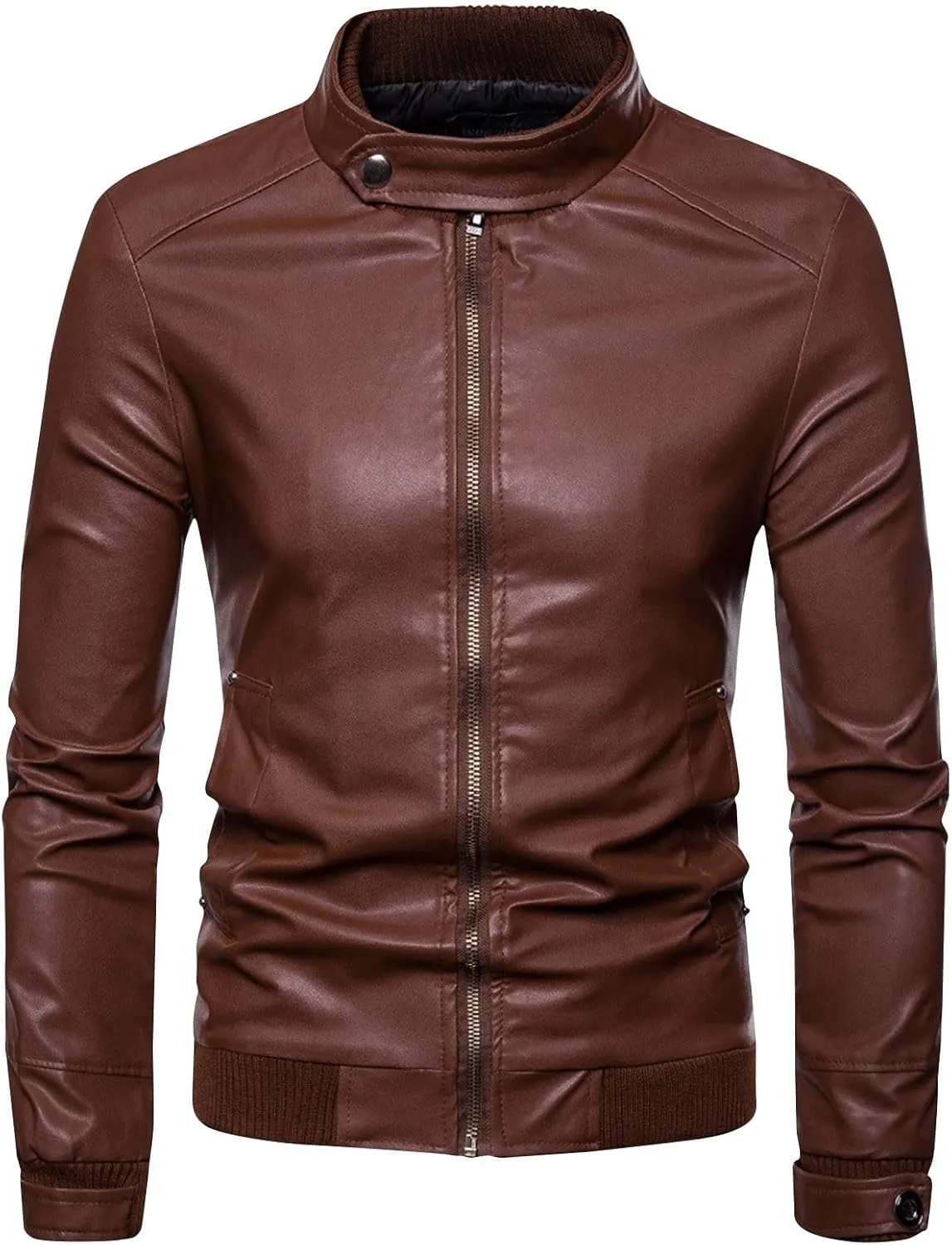 Winter Jackets for Men Jacket PU Leather Long Sleeve Autumn Stand Collar Club Coat Mens Jackets Casual Stylish Coat