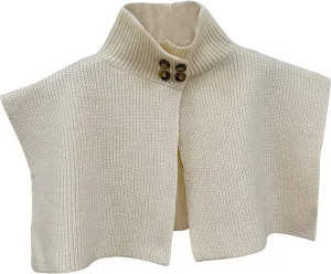 Woman Fuzzy Turtleneck Collar Side Slit Vest Turtleneck False Collar Detachable Sweater Collar Shawl Sweater Beige