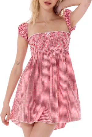 Women Bow Babydoll Mini Dress Spaghetti Strap Ruffle Floral Short Dress Y2k Flowy Sling Dress