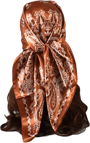 Women Casual Scarf Silk Flower Printed Silk Scarf Printing Square Scarf Turban Print Soft Shawl Wrap Scarf Scarves