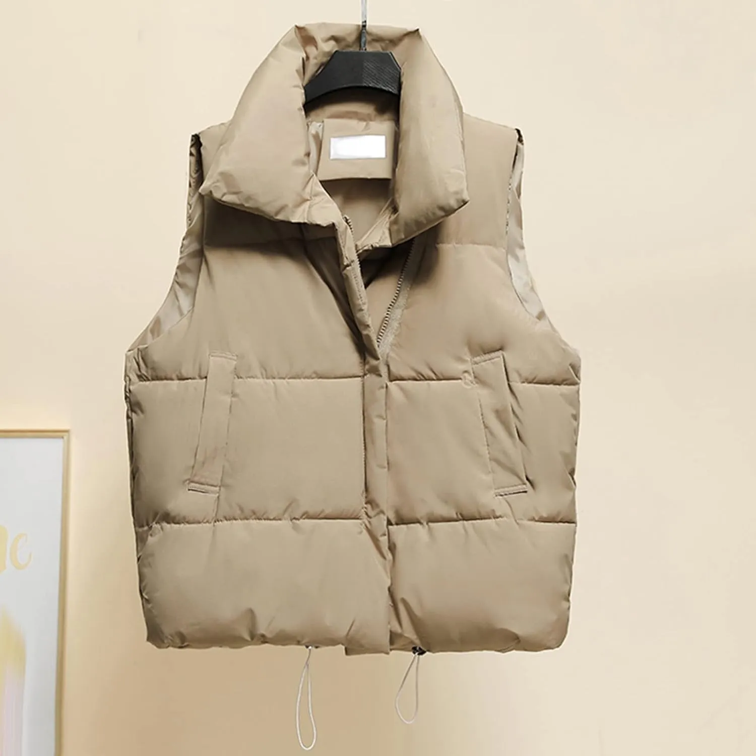Women Casual Solid Coat Hooded Vest Zipper Pocket Loose Sleeveless Women's Petite Outerwear Jackets & Coats
