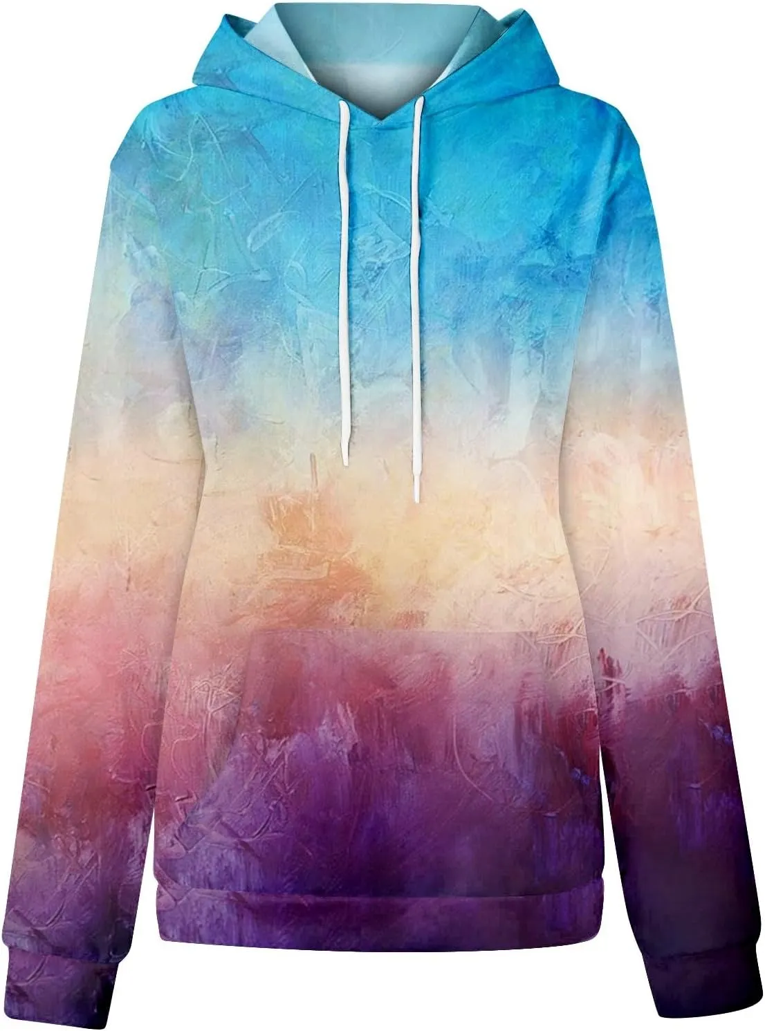 Women Cute Hoodies, Women's Fashion Crewneck Sweatshirts Graphic Daily Long Sleeve Gradient Patchwork Hoodies