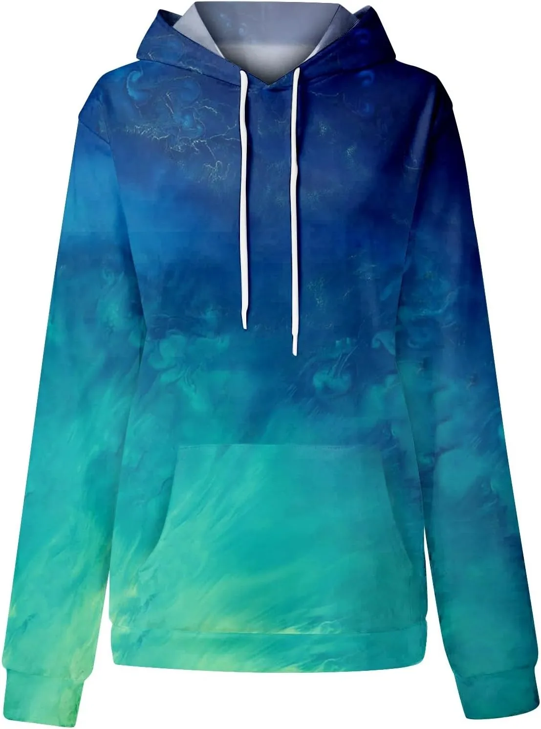 Women Cute Hoodies, Women's Fashion Crewneck Sweatshirts Graphic Daily Long Sleeve Gradient Patchwork Hoodies