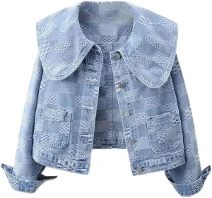Women Denim Jackets Long Sleeve Short Denim Coat Jeans Jackets Outerwear