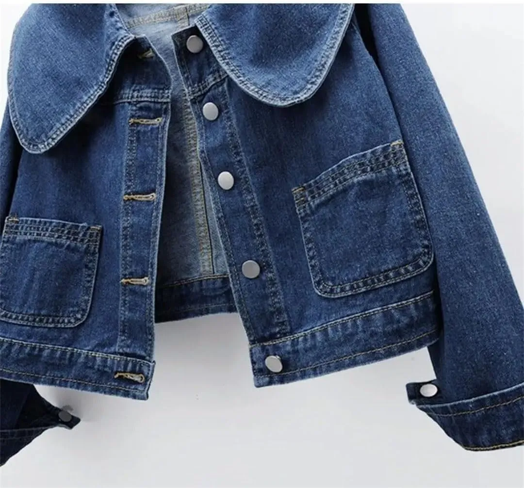 Women Denim Jackets Long Sleeve Short Denim Coat Jeans Jackets Outerwear