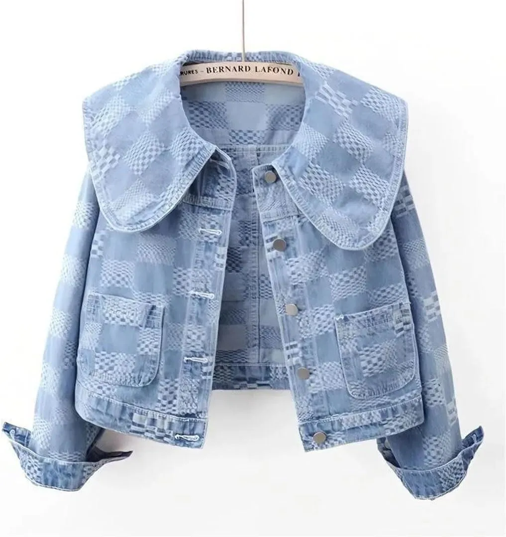 Women Denim Jackets Long Sleeve Short Denim Coat Jeans Jackets Outerwear