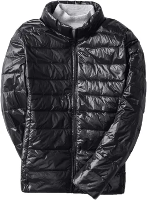 Women Down Jacket Lightweight Duck Down Quilted Stand Collar Puffer Jacket