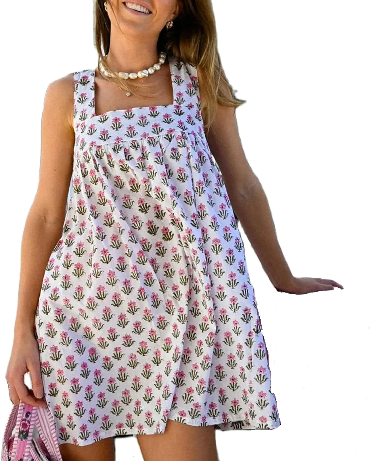Women Floral Bow Tie Mini Dress Babydoll Sleeve Spaghetti Strap Ruffle Short Dress Y2k Flowy Sling Dress