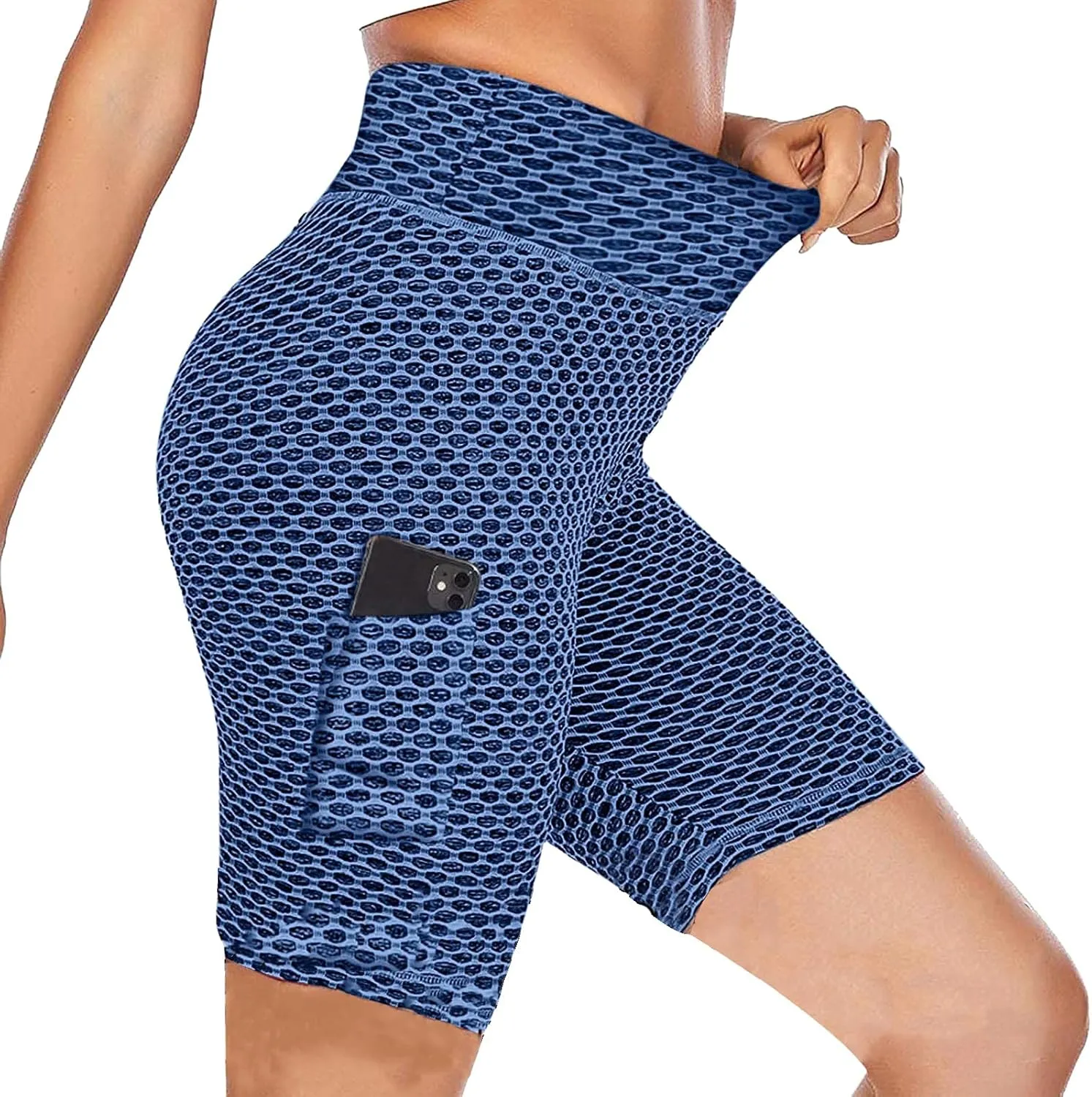 Women High Elastic Waist Gym Sports Shorts Honeycomb Mesh Workout Comfy Shorts Athletic Scrunch Lounge Shorts Leggings
