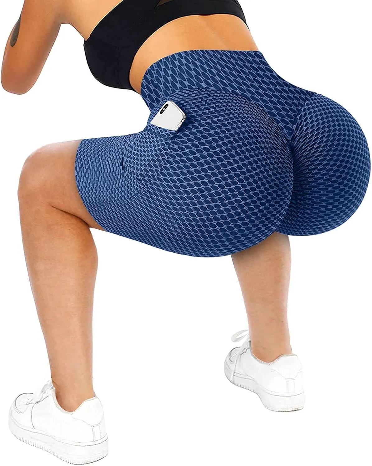 Women High Elastic Waist Gym Sports Shorts Honeycomb Mesh Workout Comfy Shorts Athletic Scrunch Lounge Shorts Leggings