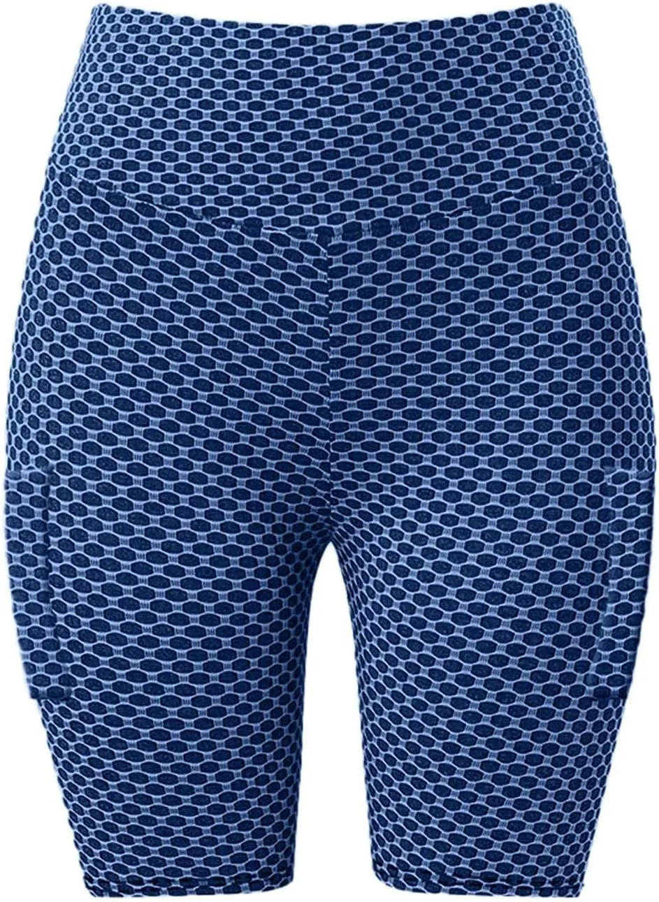 Women High Elastic Waist Gym Sports Shorts Honeycomb Mesh Workout Comfy Shorts Athletic Scrunch Lounge Shorts Leggings