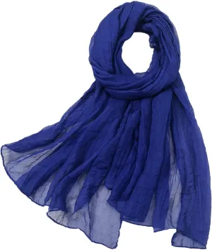 Women Lightweight Breathable Solid Color Soft Chiffon Long Fashion Scarves Sun-proof Shawls Wrap All Season