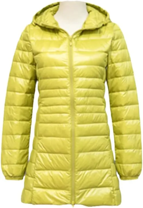 Women Long Down Jackets Ultra Light Hooded Duck Down Coat Portable Puffer Winter Coat for Women Down Parkas
